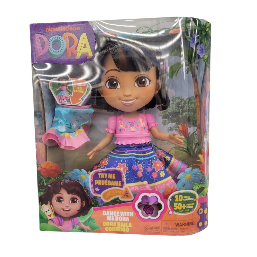 Nickelodeon Dance With Me Dora Doll Kids 12" Pink New Interactive Bilingual Toy